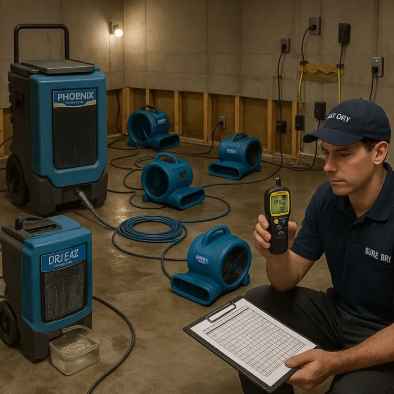 Structural Drying and Dehumidification process in San Ramon, CA